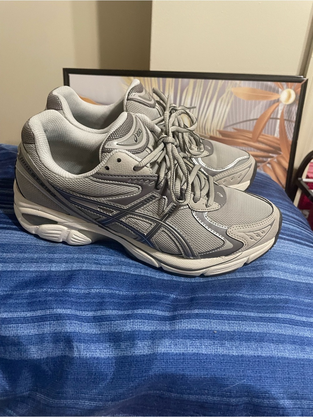 Asics Neutral Grey and Navy Mesh Athletic Sneakers